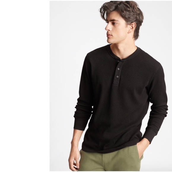 GAP Other - MOVING SALE | New Gap Men's Waffle Henley T-Shirt in True Black, Size Large
